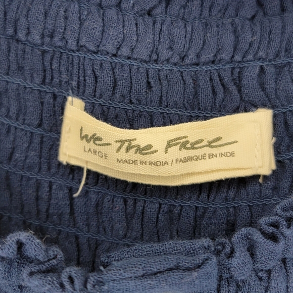 We The Free/Free People Cold Shoulder Mid Sleeve Top, Women's Large, Blue - Picture 3 of 4
